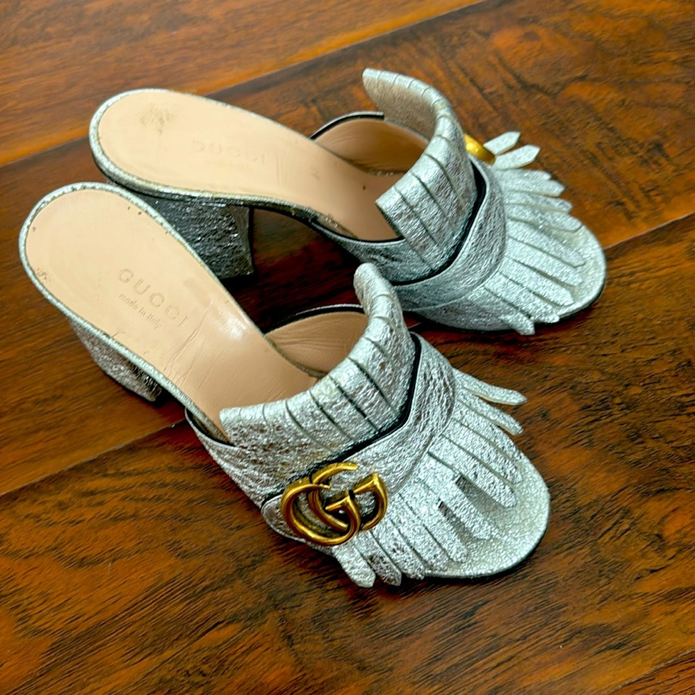 Gucci Silver Mules